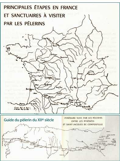 carte établie par Jeanne Vielliard dans le Guide du pèlerin