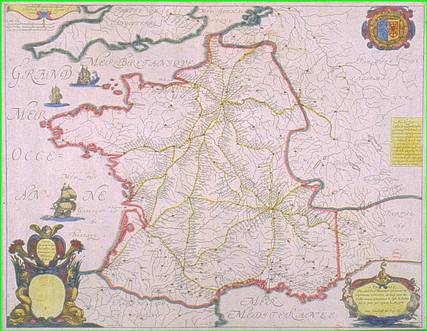 carte authentique des routes des Postes de 1632.