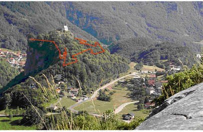 Saint-Marcel en 2004 vue de la roche à cupules au lieu-dit La Perouse